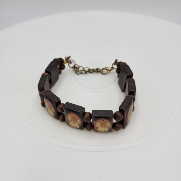 Vintage The Legend of the Dreamcatcher Wooden Native American Tile Bracelet 7" - Picture 5 of 12